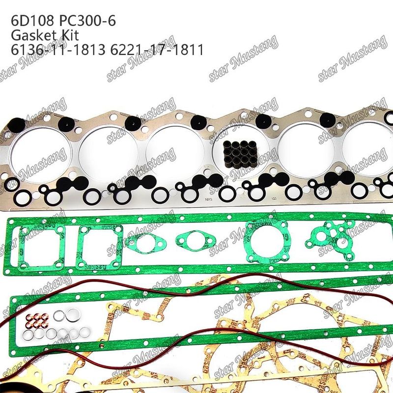 Vollständige Dichtungskette 6D108 PC300-6 6136-11-1813 6221-17-1811 Dichtungssatz für Komatsu Dieselmotoren Reparaturteile